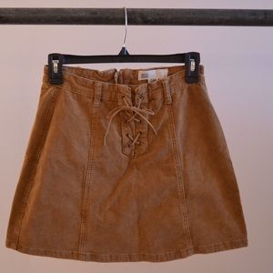 Lace up corduroy skirt